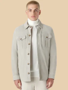 Classic Beige Suede Leather Shirt