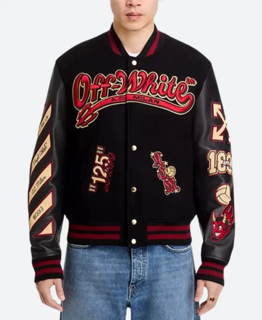 AC Milan Off White Varsity Jacket